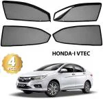 AllExtreme Honda City i-VTEC Car Window Shades Magnetic Windshield Cover for Maximum UV and Sun Protection (Pack of 4 - Front 2pcs with Zipper and Magnet; Rear 2pcs with Magnet Without Zipper, Black)