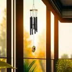 Himalayan Melody Feng shui Yin Yang Wind Chime 6 Chimes Vastu Chime for Garden, Balcony, Courtyard and Outside Home Décor (Black)