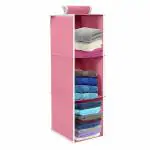 ZOVIRA Hanging organizer 3 Shelves Wardrobe Organizer, Pink (Pack of1)