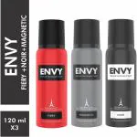 ENVY Fiery, Noir & Magnetic Deo Combo Body Deodorant Spray - For Men (360 ml, Pack of 3)