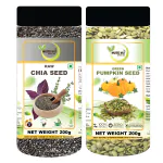 Nutri Hut Chia and Pumpkin Seeds Combo Pack Omega-3 Fatty Acids for Eating | Immunity Booster Diet | Protein and Rich in Fibre - 200g Each