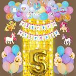 Party Propz Multicolor Paper Unicorn Theme 5Th Birthday Decorations Set (Set Of 63)