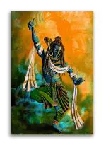 Tamatina Multicolor Religious Art Lord Shiva God Mahakal Unframed Canvas Painting - 24X18 Inch