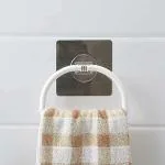 SHALVI Self Adhesive Plastic Towel Ring for Bathroom and Kitchen & Washbasin Towel Rack-White (Pack of 1)