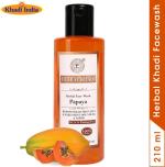 Herbal Khadi Papaya 100% Natural Herbal Face Wash No Sulphates & Parabens Anti Tan Anti Acne Sun Protection Face Wash for Glowing Skin 210 ml (Pack of 1)