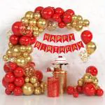 DECORATIONkart Birthday Decoration Items - 52 Pcs | Happy Birthday Decoration Kit for Husband & Wife | Birthday Decorations Girls and Boys | Red Golden Balloons for Decoration | Party Supplies