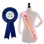 Zyozique Baby Shower Combo | Dad To Be Badge & Mom To Be Sash For Mom To be Gifts | Mom To Be Sash Set - Baby Shower Gifts (Pack Of 2)