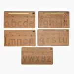 Mini Leaves Multicolor Wood English Alphabet Tracing Board With Dummy Pencil For 3 Plus Kids (Pieces Of 5)