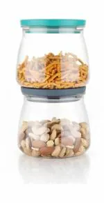 kitchenstylo Plastic Matki Containers for Kitchen Storage, Food And Grocery Container, Unbreakable Airtight 900ml 2 Pieces