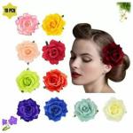 Asfly ARTIFICIAL RED ROSE FLOWERS HAIR CLIPS FOR HAIR | COLOR-MULTICOLOR | PIECE OF 10