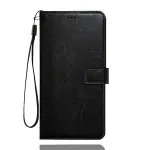 Trounce Vintage Leather Flip Wallet Case With Card Holder | Magentic Closure For Mi 10 | Mobile Case| Back Cover - Black