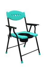 Kds Surgical Foldable bathroom stool Portable bedside commode seat With Back and Hand Rest shower stool for Pregnant Women elders Bathing chair Black Commode Chair 005 With Pot - C Green