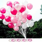 AMFIN Pink, Red & White (Pack of 200) Metallic Balloons with Matching Ribbon for Decoration,Balloon for Birthday Decor/Anniversary/Party/Baby Shower/Party/Home Decor