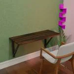 CMPAL Modern Drop-Leaf White Rectangular Solid Wood Wall Mounted Study Table for Office and Living Room (16 x 31.5 inch)