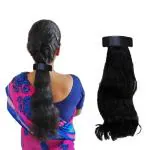 SAJIRI Premium Quality Hair Extensions For Women & Girls Synthetic Stylish Layered Black Curly Dark Clip-in Long Hair Extension | Daily use Hair Wig For Festivals | Party | Events (Medium)