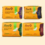 FEMI9 ORGANIC ANION NAPKINS PANTYLINER,LARGE,EXTRA LARGE,XXL COMBO PACK (180,280,320,410)