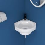 Plantex Ceramic White Corner Wash Basin/Wall Mount Basin for Bathroom/Corner Basin/Bathroom Basin/Glossy Small Corner Sink (Lily)