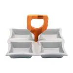 Ez Life Grey Wood and Ceramic Four Compartment Platter