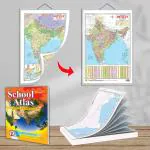 GOWOO SMALL - 100 India PHYSICAL OUTLINE MAP FOR SCHOOL, 2 IN 1 India POLITICAL AND PHYSICAL MAP IN HINDI and SCHOOL ATLAS LATEST EDITION (ENGLISH) - ART PAPER | Pack of 1 Map Pad + 1 Chart + 1 Atlas Book