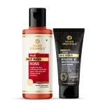 Khadi Organique Rose Face Wash & Activated Charcoal Face Scrub For Women Brightening Skin