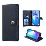 COVERBLACK Genuine Matte Leather Finish Flip Cover for Tecno KG5k /Spark 8C | Inside TPU & Inbuilt Stand | Wallet Style Back Cover Case | Stylish Button Magnetic Closure - Navy Blue