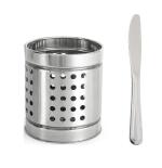 FIRST FRONT Stainless Steel Cutlery Holder With 6 Pcs Plastic Black Palta Set and (Multicolour, Pack of 2)