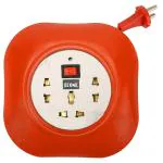 Econe 2 Pin Round Portable Round Extension Cord Flex Box With International Brass Sockets, Master Switch - 4 Mtr. Wire Length