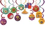 Festiko Set of 24 Pcs Rakhi Celebration Swirls With Cutouts, Hanging Decoration Supplies, Raksha Bandhan Decoration Combo