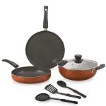 NIRLON Brownie Granite Non-Stick Dishwasher Safe Aluminium Cookware Gift Set
