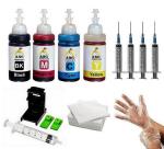 ANG Refill Ink for HP DeskJet 2723 All in One Wireless Inkjet Printer 100ML Each Bottle 4 Refill Ink Bottle_with 5 Syringe & 1 nos Suction Tool Kit Set 2 Set Hand Glove 2 Tissue