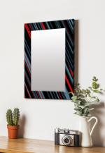 999Store Black Rectangular MDF Strips Pattern Printed Wall Decorative Mirror 14 inch x 20 inch (MirrorSMP328)