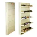 Laxmi KAPAT 5 Door Metal Wall Mounted Shoe Rack Shoe Organiser (Ivory - 67 X 28 X 6 Inch)