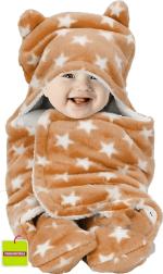 Pandaoriginals Star Dark Brown Cotton Bath Towel for Baby Boys and Girls (30 x 35 inch)