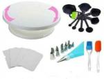 NIJAMRUT SHREE SADGURU CREATION Plastic Revolving Cake Table, Measuring Cup, Scraper, Cake Nozzle, Brush And Spatula