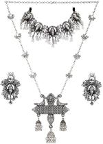 ASL World Silver Oxidised Silver Silver Plated Jewel Set For Women