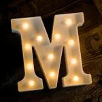 SATYAM KRAFT Marquee Alphabet Shaped Led Light for - Asthetic Decorations Letter Light for Romantic Gift, Bedroom, Table, Home Decoration, Night Light Lamp and Wall Lamp (White, 1 Piece) (Letter- M)