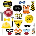 Zyozique Under Construction Theme Photo Booth Props, Construction Party Decorations for Boys (Pack of 22)