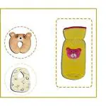Ineffable Combo of Cotton Baby Pillow/Head Shaping Neck Support Pilow, Waterproof Baby Cotton Bib & Velvet Baby Milk Bottle Cover (Brown + Yellow + Yellow)
