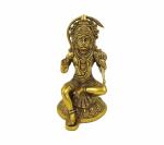 Kartique Home Decorative Brass Hanuman Sitting with Gada Idol - 8 inch