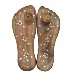 pujaNpujari Wooden Lakshmi Charan Paduka for Pooja - Handwork Wearable Wooden Chappal for Mandir Big Size