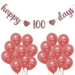Festiko Rose Gold Glitter 100 Days Decoration (51 Pcs), Baby First Birthday Party Decoration, Birthday Anniversary Party Decoration Supplies Combo (Banner Balloons)