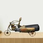 Kaptown Kreations Iron Handicraft Single Men Bottle Stand Home Bar Decor (14x5x9) Inch