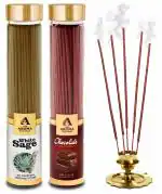 The Aroma Factory White Sage & Chocolate Incense Stick Agarbatti (Zero Charcoal & 100% Herbal) Bottle Pack of 2 x 100