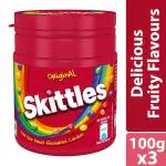 Skittles Original Bite Size Fruit Flavoured Candy Pot, 5 Fruity Flavours, Pack of 3, 100 g