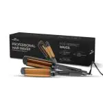 WINSTON Hair Waver Women 3 Barrel Deep Waver Machine with Tourmaline Plate Hair Styler (80 Watt Black Copper)