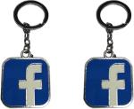 Blue Aura Singh Xpress Silver Metal Fancy Facebook Keychain (Pack Of 2)