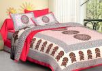 KANDY SHOP Jaipuri Printed Cotton Double Bedsheet (151TC) with 2 Pillow Cover