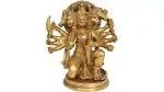 Navyaksh- JMG SMALL Asta Dhatu (5) Faced Hanuman ji Idol,Brass Panch Mukhi Bajrang Bali Decorative Showpiece - 7 cm (Brass, Gold)