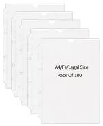 Shining Zon PVC Margin Punch Folder File Plastic Sheet Extra Thick Sleeves Folder File for Fs Size Document Certificate with 2 Punch Holes & Tab Cut Transparent (Pack of 100)