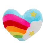 The Purple Tree Velvet Rainbow Cloud Heart Cushion, 16x16 Inch, Multicolour, 1 Piece